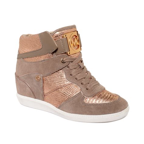 michael kors womens high top wedge sneakers|Michael Kors platform sneakers.